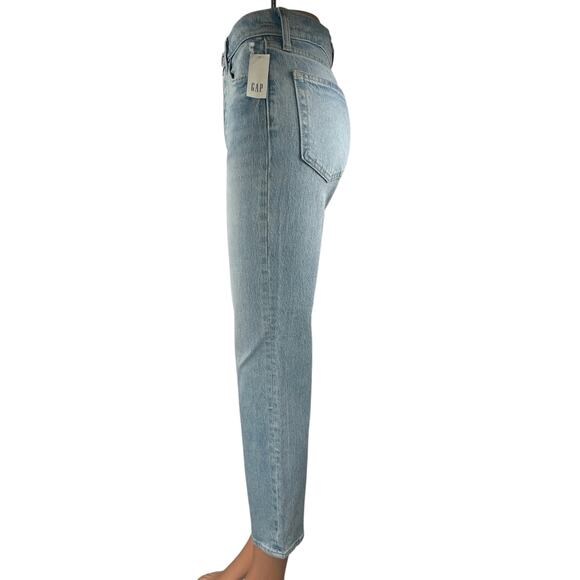NEW Gap Cheeky Straight High Rise Blue Distressed Cropped Denim Jeans Size 25 - Picture 2 of 5